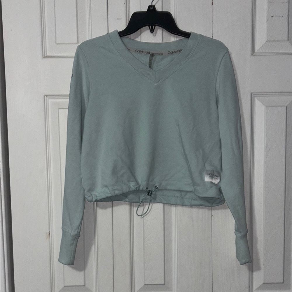 Cozy V-Neck Long Sleeve Top - Light Blue